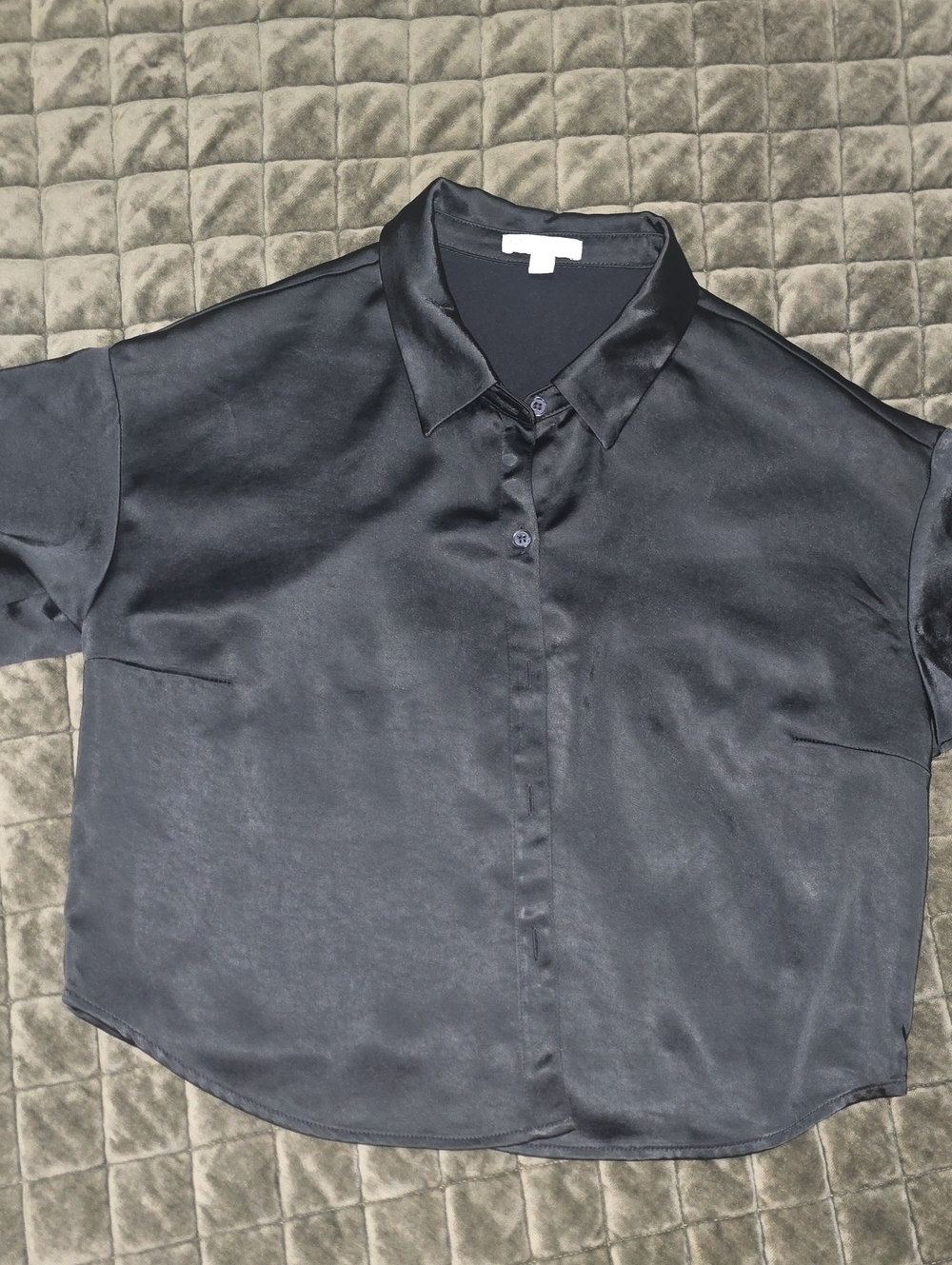 Gianni Bini Black Satin Button-Up Top